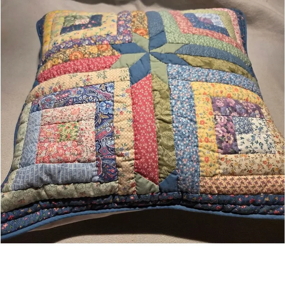 Patchwork Quilt Handmade Accent Throw Couch PILLOW Cottage Core